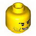 Minifig Head Beard Stubble, Black Eyebrows, Scar on Right Eyebrow, Open Mouth with Teeth Print [Hollow Stud]