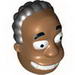 Minifig Head Modified Simpsons Dr. Hibbert with Black Hair Print