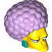 Minifig Head Modified Simpsons Patty with Dark Turquoise Earrings and Lavender Hair Print