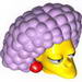 Minifig Head Modified Simpsons Selma with Dark Red Earrings and Lavender Hair Print