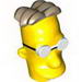 Minifig Head Modified Simpsons Professor Frink with Glasses and Dark Tan Hair Print