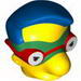 Minifig Head Modified Simpsons Milhouse Van Houten with Green Mask Print