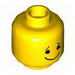Minifig Head Dual Sided Black Closed Eyes, Smiling with Tongue / Black Eyes, Eyebrows and Wide Closed Mouth Smile Print (Benny) [Hollow Stud]
