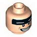 Minifig Head Dual Sided Black Stripe on Forehead with White Eyes, Smiling / Scared Print (Batman) [Hollow Stud]