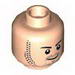 Minifig Head Dual Sided Beard Stubble, Black Eyebrows, Smirk / Clenched Teeth Angry Print (Quicksilver) [Hollow Stud]
