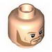 Minifig Head Dual Sided Light Brown Eyebrows and Beard, Smile / Angry Print [Hollow Stud]