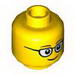 Minifig Head Glasses with Brown Thin Eyebrows, Smile Print [Hollow Stud]