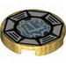 Tile Round 2 x 2 with Bottom Stud Holder with Airjitzu Ice in Octagon Print