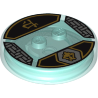 Dimensions Toy Tag 4 x 4 x 2/3 with 2 Studs for Cole #12 with Black and Gold Cole Symbol and Asian Character Print