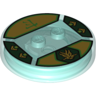 Dimensions Toy Tag 4 x 4 x 2/3 with 2 Studs for Lloyd #32 with Green and Gold Lloyd Symbol and Asian Character Print