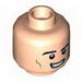 Minifig Head Dual Sided Black Eyebrows, Cheek Lines, Chin Dimple, Determined / Bared Teeth with Red Eyes Print (Superman) [Hollow Stud]