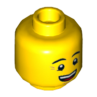 Набор LEGO Minifig Head Dual Sided Eyebrows, Crow's Feet, Open Mouth Smile / Queasy Face with Sweat Drop Print [Hollow Stud], Желтый