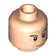 Minifig Head Dark Gray Bushy Eyebrows, White Pupils and Wrinkles Print (The Doctor) [Hollow Stud]