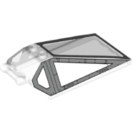 Windscreen 8 x 4 x 2 with Handle and 2 Studs with Silver Cockpit Window Frames with Rivets Print