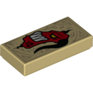 Tile 1 x 2 with Red Globlin Print