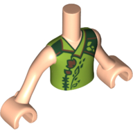 Torso Friends Lime Shirt with Gold and Dark Green Plant Print, Light Flesh Arms with Hands with Reddish Brown Elves Tattoo Left Print