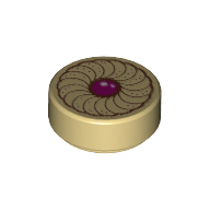 Tile Round 1 x 1 with Cookie Print