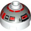 Набор LEGO Brick Round 2 x 2 Dome Top with Silver and Red Print (R5-D4), Белый