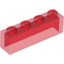 Набор LEGO Brick 1 x 4 without Bottom Tubes, Прозрачный красный