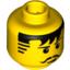 Набор LEGO Minifig Head Moustache Black Bangs and Sideburns, Cleft Chin Print [Blocked Open Stud], Желтый