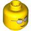 Набор LEGO Minifig Head with Silver Sunglasses, Eyebrows and Thin Grin Print [Blocked Open Stud], Желтый