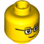 Набор LEGO Minifig Head Glasses with Brown Thin Eyebrows, Smile Print [Blocked Open Stud], Желтый