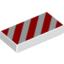 Набор LEGO Tile 1 x 2 with Diagonal Red Stripes Print, Белый