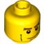 Набор LEGO Minifig Head Male - Brown Eyebrows, Vertical Cheek Lines, Chin Dimple Print [Blocked Open Stud], Желтый