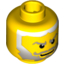 Набор LEGO Minifig Head - Gray Beard Fading to White Hair, White Pupils Print [Blocked Open Stud], Желтый