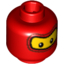 Набор LEGO Minifig Head Balaclava with Brown Eyebrows, White Spot in Eyes Print [Blocked Open Stud], Красный