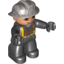 Набор LEGO Duplo Figure Male Fireman with Silver Helmet and Flesh Face - Black Hands, Черный