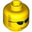 Набор LEGO Minifig Head with Dark Blue Sunglasses, Closed Mouth, Light Brown Sideburns and Goatee Print [Blocked Open Stud], Желтый