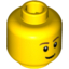 Набор LEGO Minifig Head Brown Eyebrows, Thin Grin, Black Eyes with White Pupils Print [Blocked Open Stud], Желтый