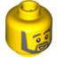 Набор LEGO Minifig Head with Thick Gray Eyebrows, Angular Beard, Open White Mouth, White Pupils Print [Blocked Open Stud], Желтый