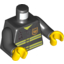 Набор LEGO Torso Fire Uniform Badge and Stripes Print with Radio / Black Arms / Yellow Hands, Черный