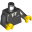 Набор LEGO Torso Formal Suit with 2 Buttons, Gray Sides, Gray Seams and Tie Print / Black Arms / Yellow Hands, Черный