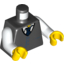 Набор LEGO Torso Town Vest with Pockets and Striped Tie Print / White Arms / Yellow Hands, Черный