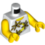 Набор LEGO Torso Shirt 3 Flowers over Yellow and Silver Stripe Print / Yellow Arms / Yellow Hands, Белый
