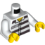Набор LEGO Torso Town Prisoner Number 50380, Dark Bluish Gray Stripes, Buttons, Hairy Chest Print / White Arms / Yellow Hands, Белый