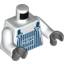 Набор LEGO Torso Train Blue Striped Overalls Print / White Arms / Dark Bluish Gray Hands, Белый