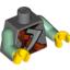 Набор LEGO Torso Viking Chain Mail and Leather Shoulder Belt with Axe Print / Sand Green Arms / Yellow Hands, Темный сине-серый