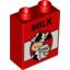 Набор LEGO Duplo Brick 1 x 2 x 2 with Cow, Glass and ''MILK'' Print, Красный