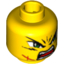 Набор LEGO Minifig Head Dual Sided - Green Eyes with Frown and Scar / Open Mouth Print [Takeshi] [Blocked Open Stud], Желтый