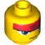 Набор LEGO Minifig Head Dual Sided Exo-Force Blue Eyes, Headband, Mouth Closed / Bared Teeth Print [Ryo] [Blocked Open Stud], Желтый