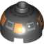 Набор LEGO Brick Round 2 x 2 Dome Top with Silver and Copper Print (R2-D5), Черный