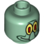 Набор LEGO Minifig Head Alien with Large Nose and Yellow Eye / White Eye Print (Squidward) [Blocked Open Stud], Sand Green
