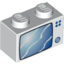 Набор LEGO Brick 1 x 2 with Blue TV Screen Print [3827], Белый