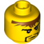 Набор LEGO Minifig Head Moustache Black, Messy Brown Hair, Small Mouth with Lower Lip, 3 Spots under Left Eye Print (Adric) [Blocked Open Stud], Желтый