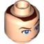 Набор LEGO Minifig Head Male Eyes Blue with Raised Eyebrow and Smirk Print [Sokka 3828] [Blocked Open Stud], Light Flesh