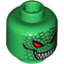 Набор LEGO Minifig Head Alien with Red Eyes, Grin with Sharp Teeth, Reptile Scales Print [Blocked Open Stud], Зеленый